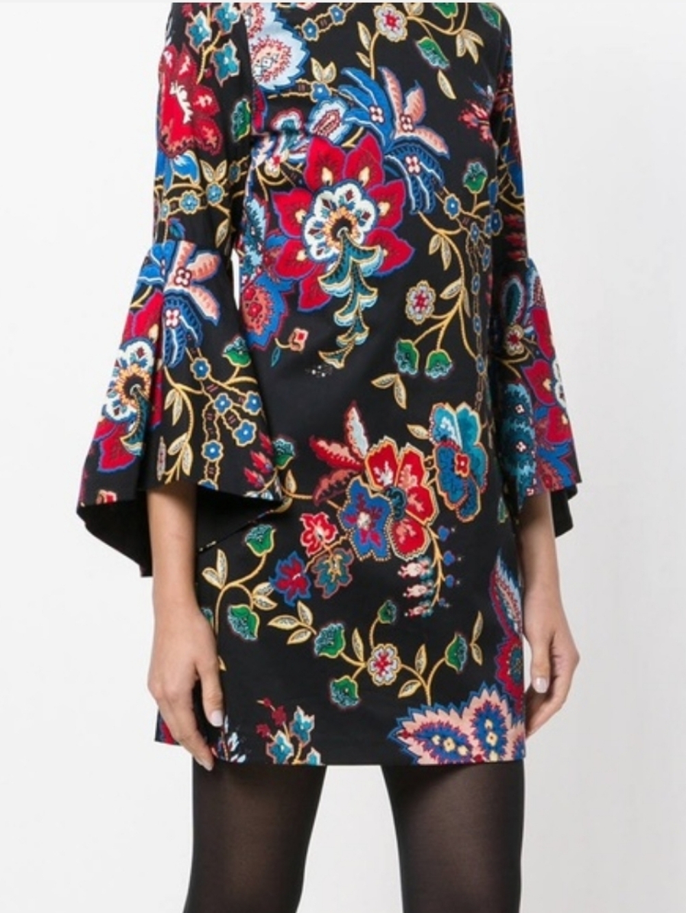 Alice + Olivia Thym Trumpet Sleeve Tunic Dress Size 12 - Picture 3 of 16